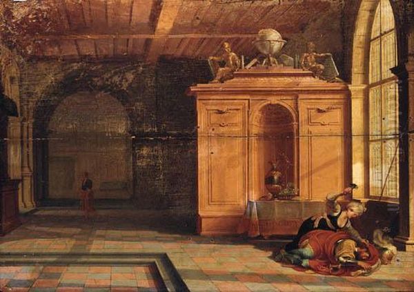 The Interior Of A Palace With Jael Slaying Sisera Oil Painting by Hendrick van, the Younger Steenwyck