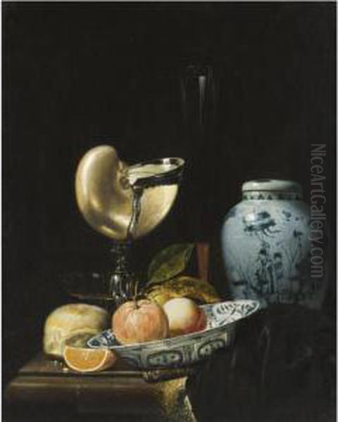 Still Life With Peaches And An Orange In A Porcelain Wan-li Kraak Bowl Oil Painting by Juriaen van Streeck