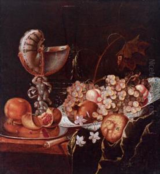 Natura Morta Con Frutti Ed Una Coppa Di Nautilo Oil Painting by Juriaen van Streeck