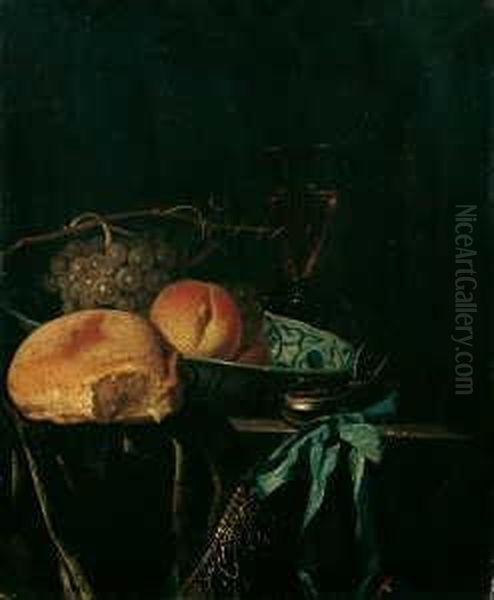 Stilleben Mit Brot, Fruchten Und Taschenuhr. Oil Painting by Juriaen van Streeck