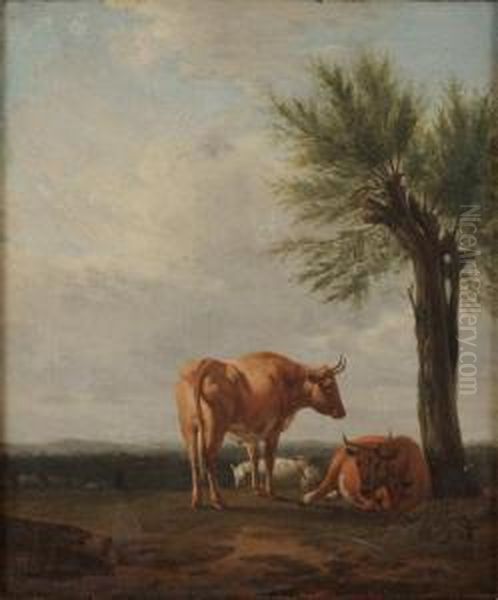 Landskap Med Vilande Boskap Oil Painting by Abraham van, I Strij