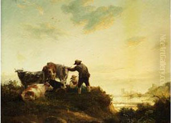 Landschaft Mit Hirtenpaar Oil Painting by Abraham van, I Strij