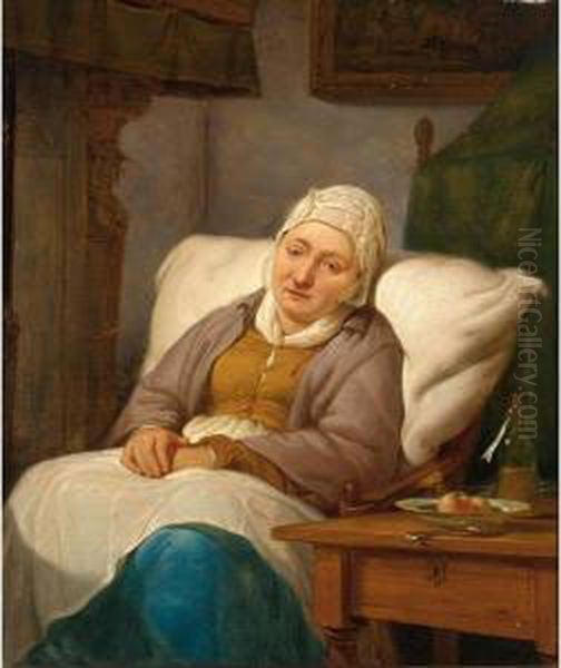 A Lady Seated In An Interior Oil Painting by Abraham van, I Strij