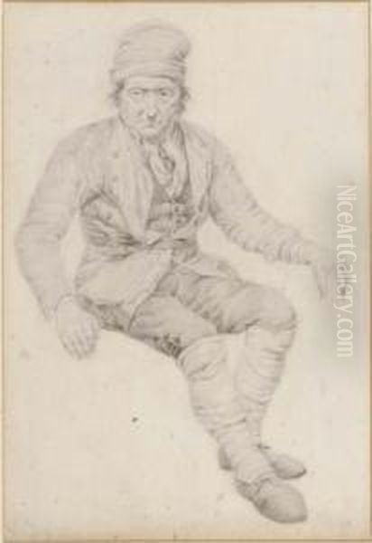 Study Of A Seated Peasant Oil Painting by Abraham van, I Strij