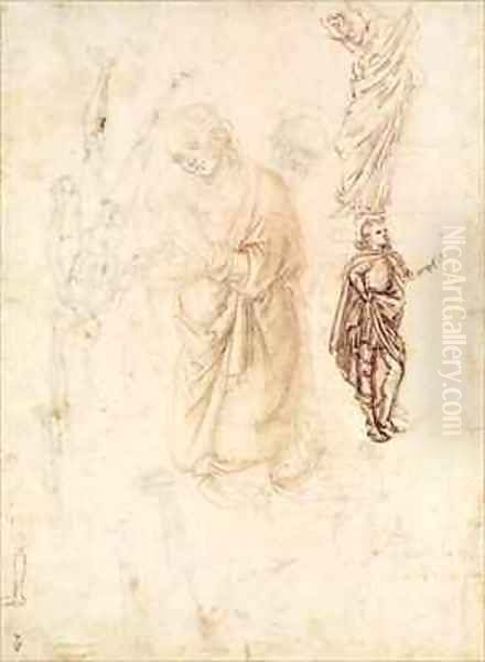 Sheet of studies with the Virgin Oil Painting by Francesco di Simone da Fiesole Ferrucci