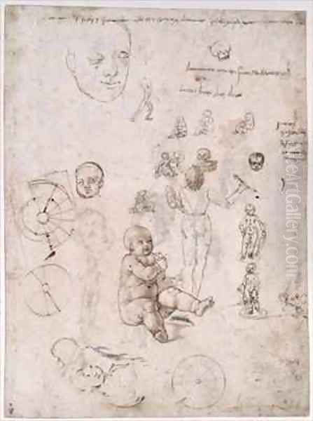 Sheet of studies with children Oil Painting by Francesco di Simone da Fiesole Ferrucci