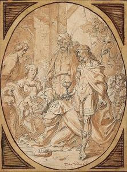 The Adoration Of The Magi Oil Painting by Theodor Van Thulden