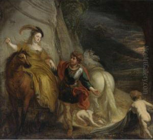 Dido And Aeneas Oil Painting by Theodor Van Thulden