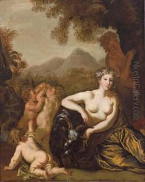 La Ninfa Amaltea Con La Capra Che Allatta Giove Bambino Oil Painting by Theodor Van Thulden