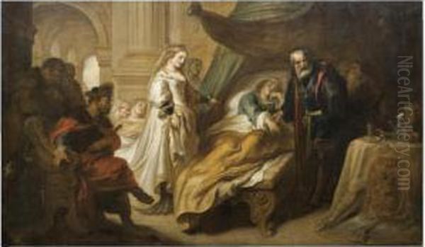 Antiochus And Stratonice Oil Painting by Theodor Van Thulden