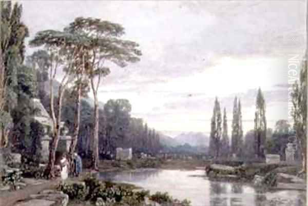 Evening a Cemetery Oil Painting by Francis Oliver Finch