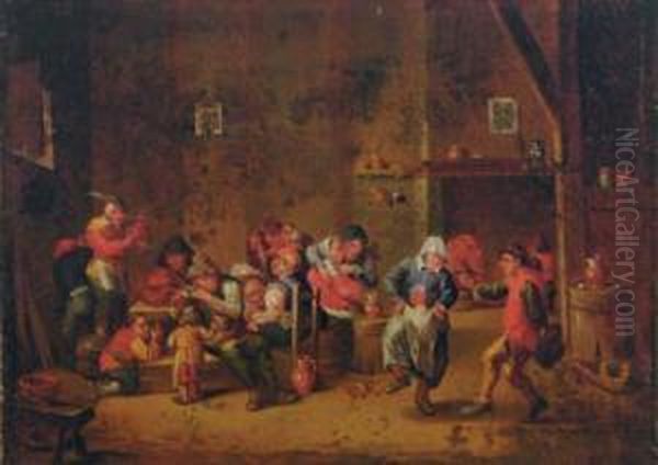 Tavern Scene Oil Painting by Gillis van Tilborgh