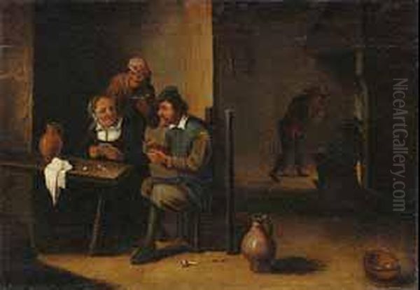 Bauern Beim Kartenspiel. Oil Painting by Gillis van Tilborgh