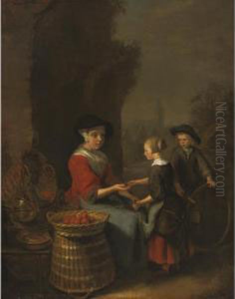 The Fruit Seller Oil Painting by Dominicus van Tol