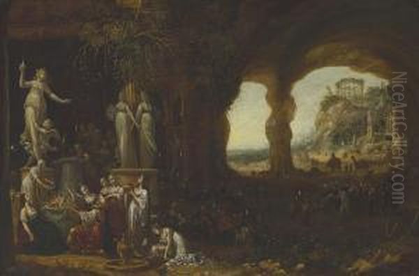 Solomon Sacrificing To The Idols Oil Painting by Rombout Van Troyen