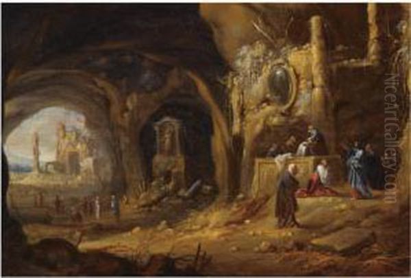 The Raising Of Lazarus Oil Painting by Rombout Van Troyen