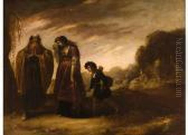 Abraham Mit Hagar Und Ismael Oil Painting by Rombout Van Troyen