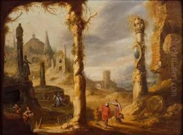 Paysage Fantastique A L'entree D'une Grotte Oil Painting by Rombout Van Troyen