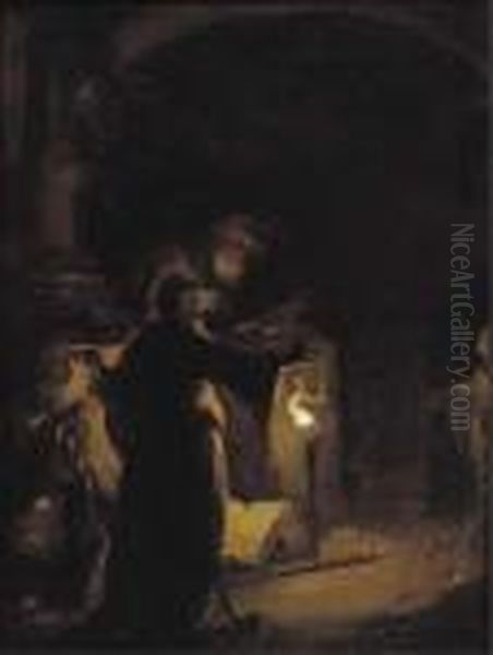 Witchcraft In An Archway Oil Painting by Rombout Van Troyen