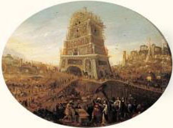 La Construction De La Tour De Babel Oil Painting by Rombout Van Troyen