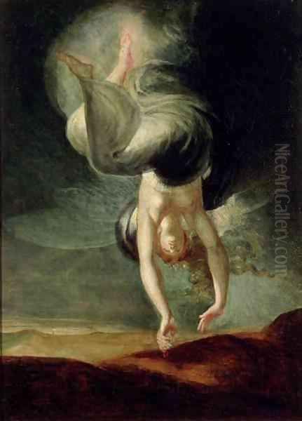 Titania finds the magic ring on the shore from Oberon by Christoph Martin Wieland Oil Painting by Johann Heinrich Fussli