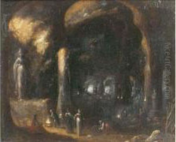 Hommage A La Deesse Diane Dans Une Grotte Oil Painting by Rombout Van Troyen