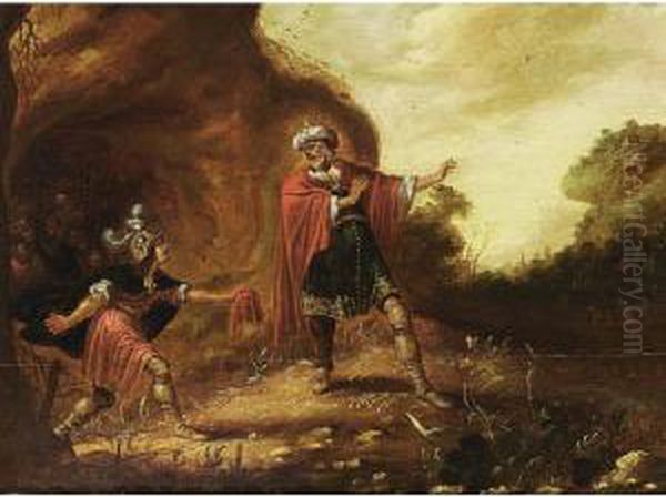 David Showing Saul A Piece Cut From His Mantle Oil Painting by Rombout Van Troyen