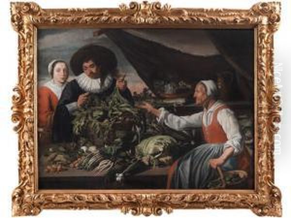 Die Alte Gemuseverkauferin Oil Painting by Adriaen van Utrecht