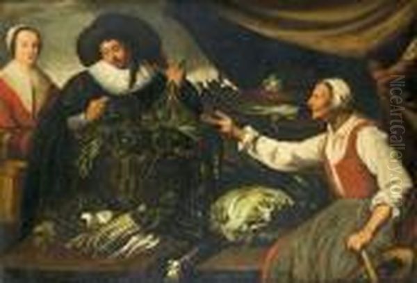 La Marchande De Legumes Oil Painting by Adriaen van Utrecht