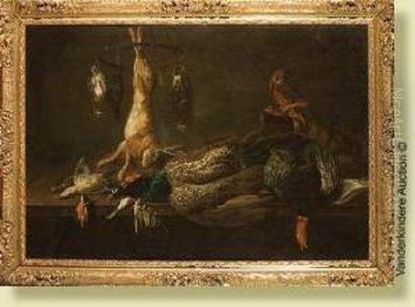 Nature Morte Au Faisan, Lievre, Hure De Sanglier Etgibier A Plumes Oil Painting by Adriaen van Utrecht