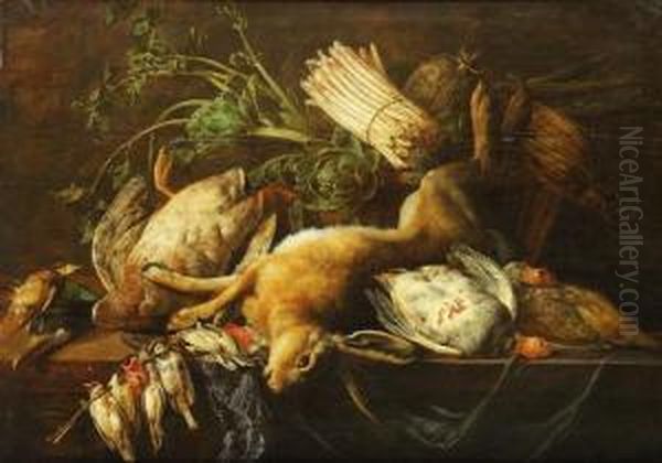 Kuchenstillleben Mit Erlegtem Wild Und Gemuse Oil Painting by Adriaen van Utrecht