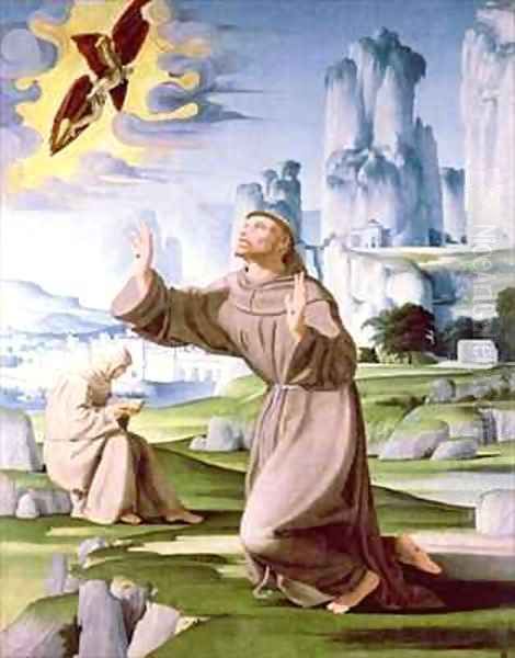 St Francis Receiving the Stigmata Oil Painting by Pietro (Pietro Hispano) Francione