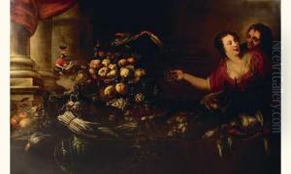 Nature Morte Aux Fruits, Legumes Et Gibier Oil Painting by Adriaen van Utrecht