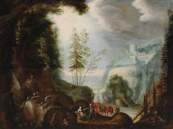 Rendez-vous At The Foot Of A Mountain Oil Painting by Frederik van Valkenborch