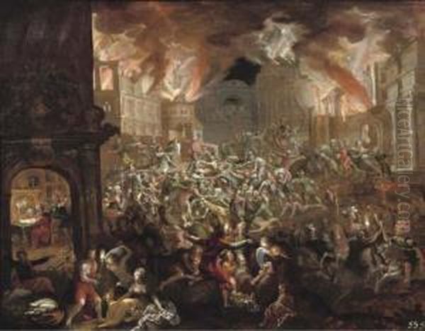 The Fall Of Syracuse Oil Painting by Frederik van Valkenborch