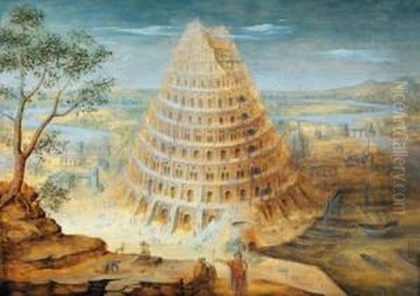 La Costruzione Della Torre Di Babele Oil Painting by Lucas van Valckenborch