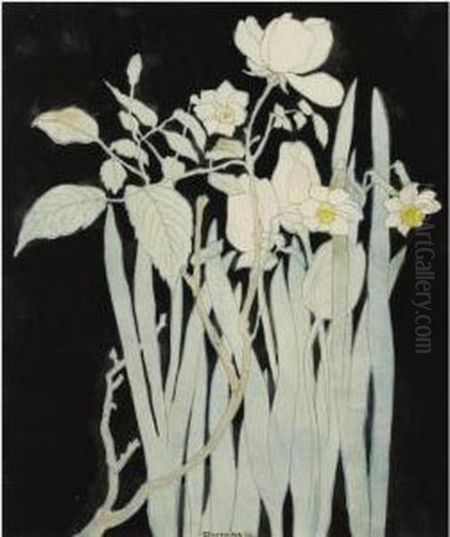 Narcissen En Rozen Oil Painting by Theodorus Van Hoytema