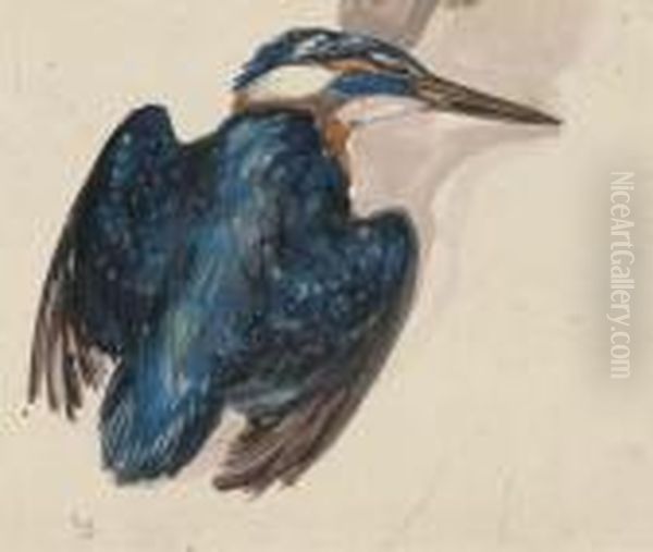 Kingfisher Oil Painting by Theodorus Van Hoytema