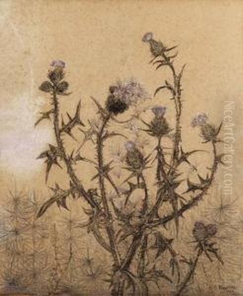 Thistles Oil Painting by Theodorus Van Hoytema