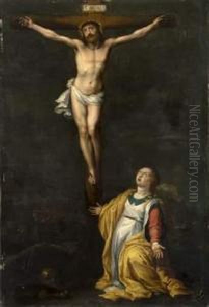 Le Christ En Croix Et La Madeleine Oil Painting by Otto van Veen