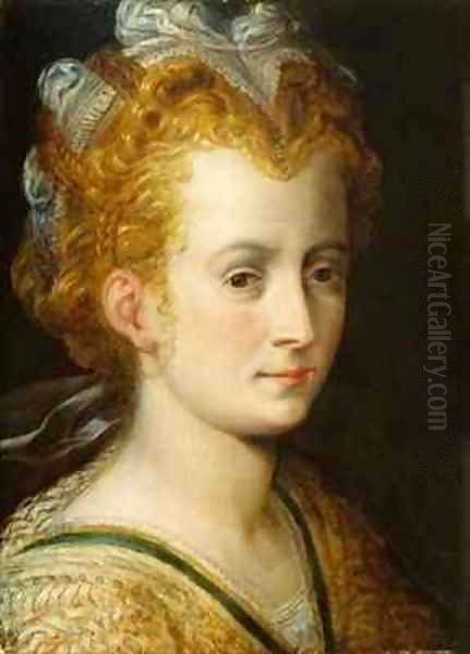 Head of a Young Woman Oil Painting by Frans Floris