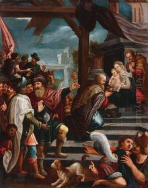 The Adoration Ofthe Magi Oil Painting by Otto van Veen