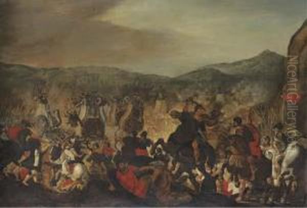 Scipio Fighting At The Battle Of Zama Oil Painting by Otto van Veen