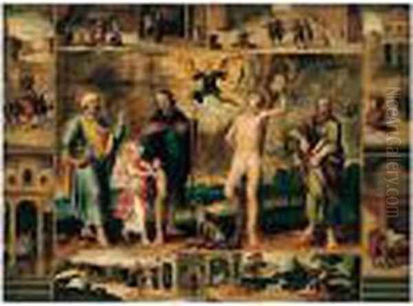 Saints Roch, Sebastian, Peter 
And Paul, Surrounded By Eight Scenes From The Life Of Saint Roch Oil Painting by Otto van Veen