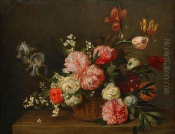 Blomsterstilleben Oil Painting by Nicolas Van Veerendael