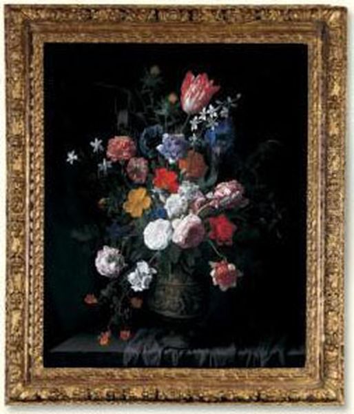 Flowers In A Vase Oil Painting by Nicolas Van Veerendael