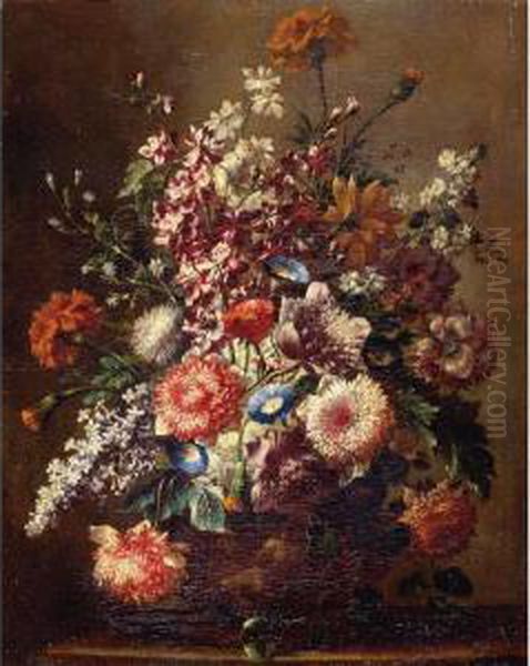 Still Life Of Flowers In A Vase Oil Painting by Karel Van Vogelaer, Carlo Dei Fiori