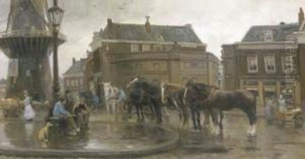 The Meeting Place Oil Painting by August Willem van Voorden