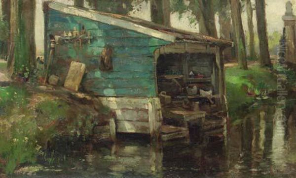 The Wash-house Oil Painting by August Willem van Voorden