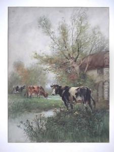 Cows By A River Oil Painting by Francis William Van Vreeland